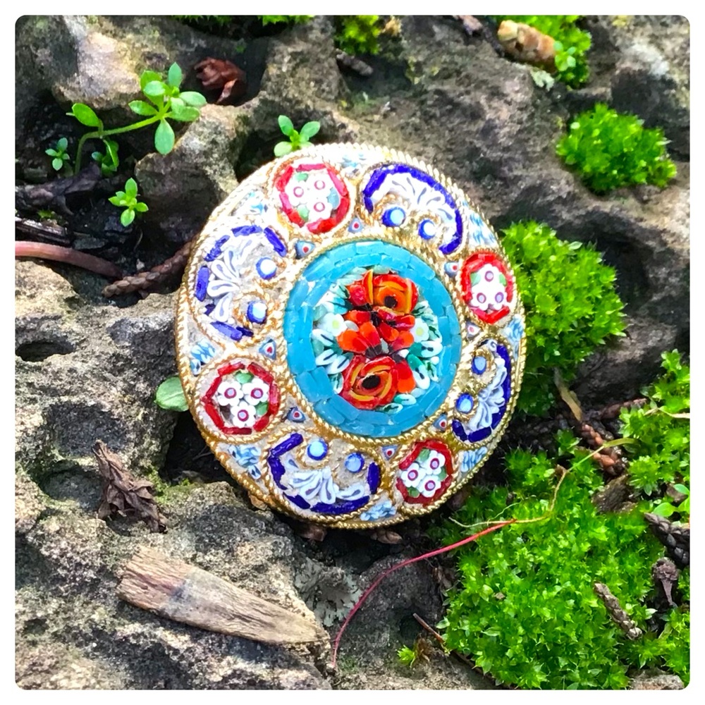 Vintage Millefiore mini mosaic brooch/pin